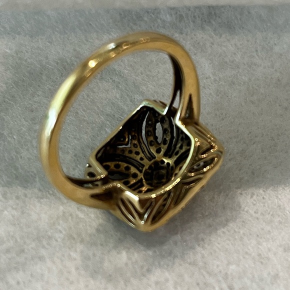 Estate Chocolate & Vanilla Diamonds 14k Solid Gold Ring Size 7 - Picture 10 of 10